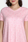 Zivame Sweetheart Diaries Knit Poly Mid Length Nightdress - Rose Shadow — thumbnail 5